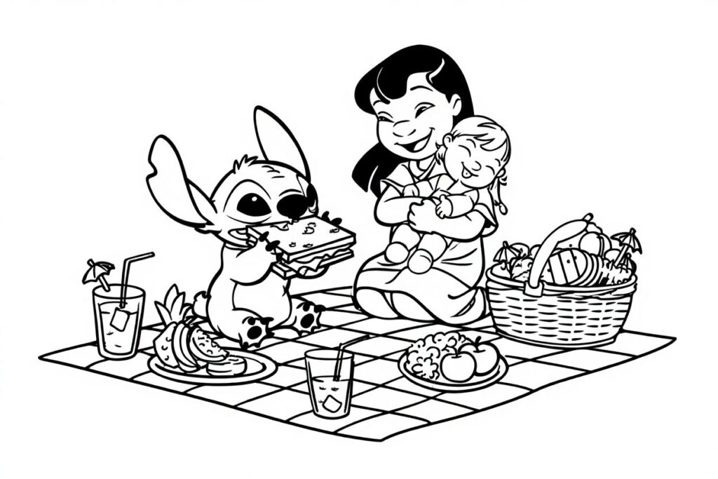 Coloriage Stitch avec Lilo