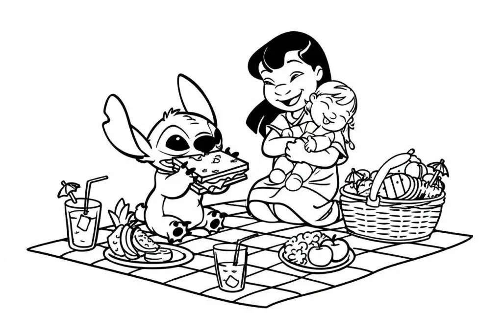 Coloriage Stitch avec Lilo