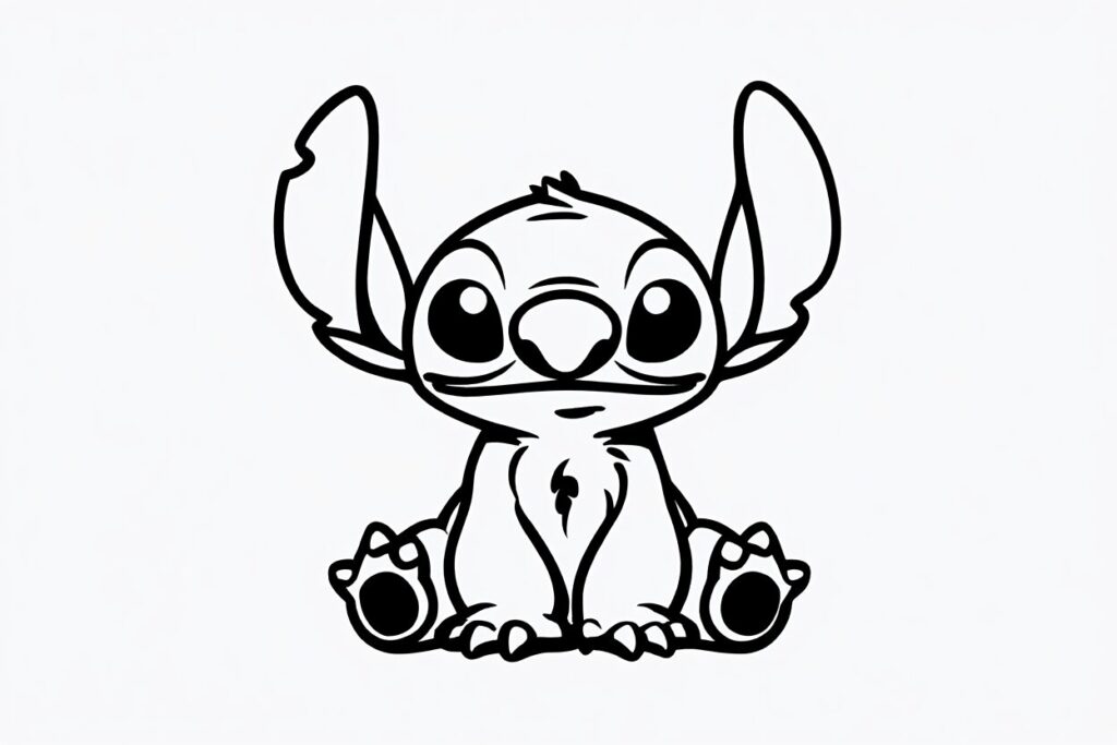 coloriage Stitch assis