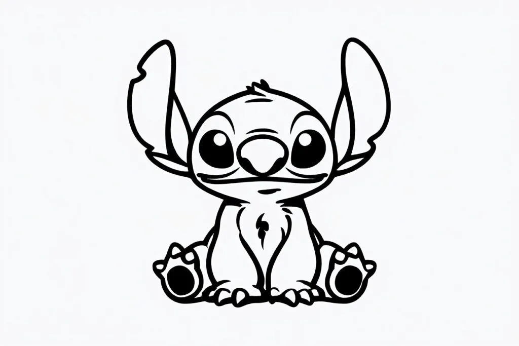 coloriage Stitch assis