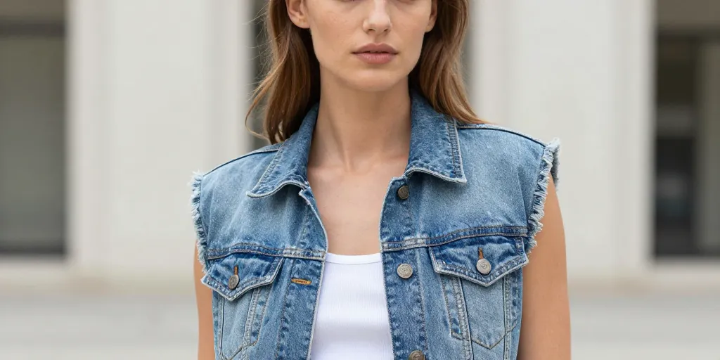 veste en jean sans manches