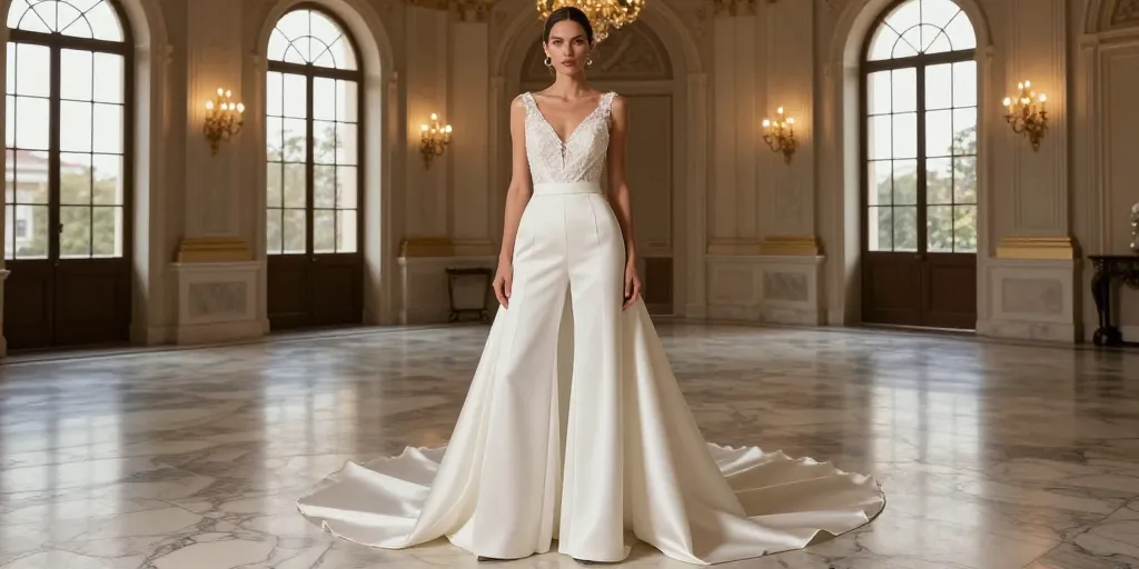 combinaison mariage avec traine